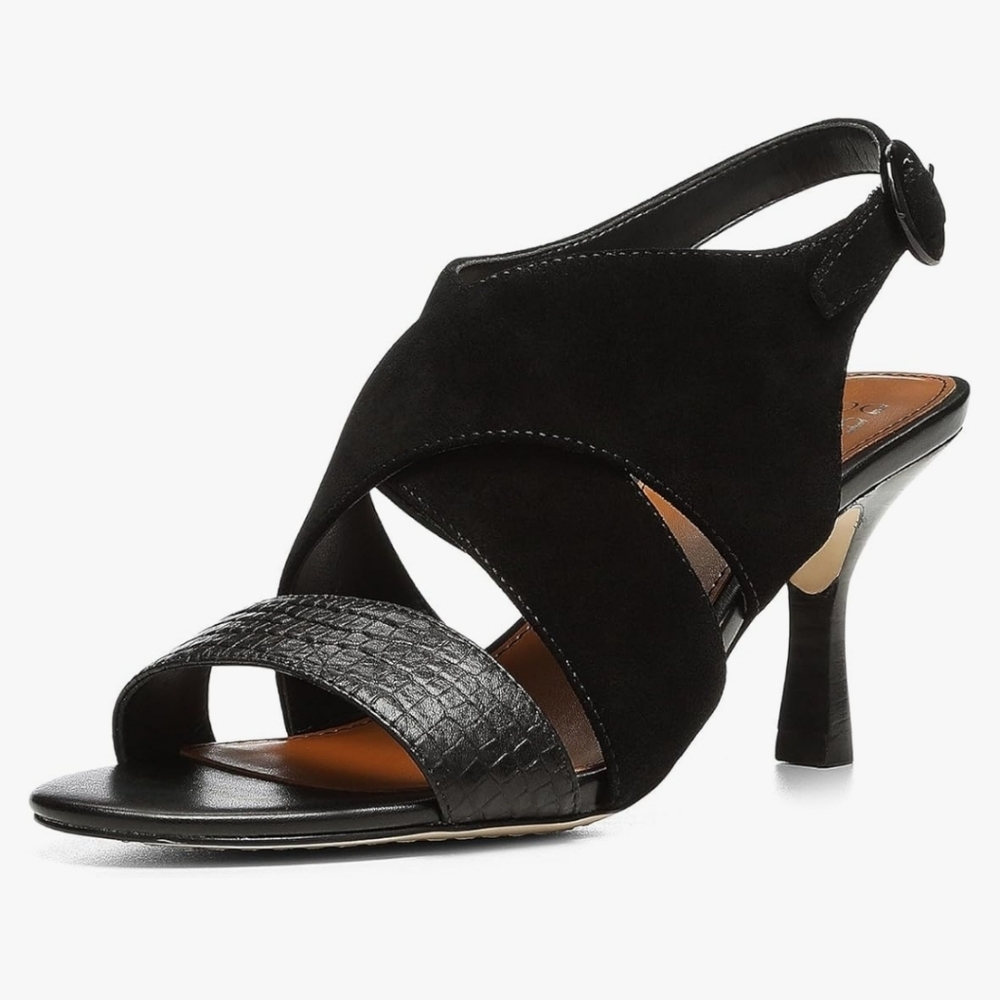 Donald Pliner Women's Ianna Suede Heeled Sandal, Black, Size 5